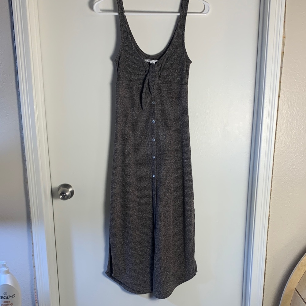 O'Neill Charcoal Button-Front Midi Dress XS